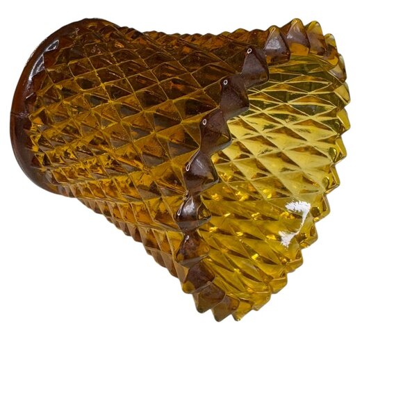 Indiana Glass Amber Diamond-Cut Glass Candle Holder - Picture 8 of 9